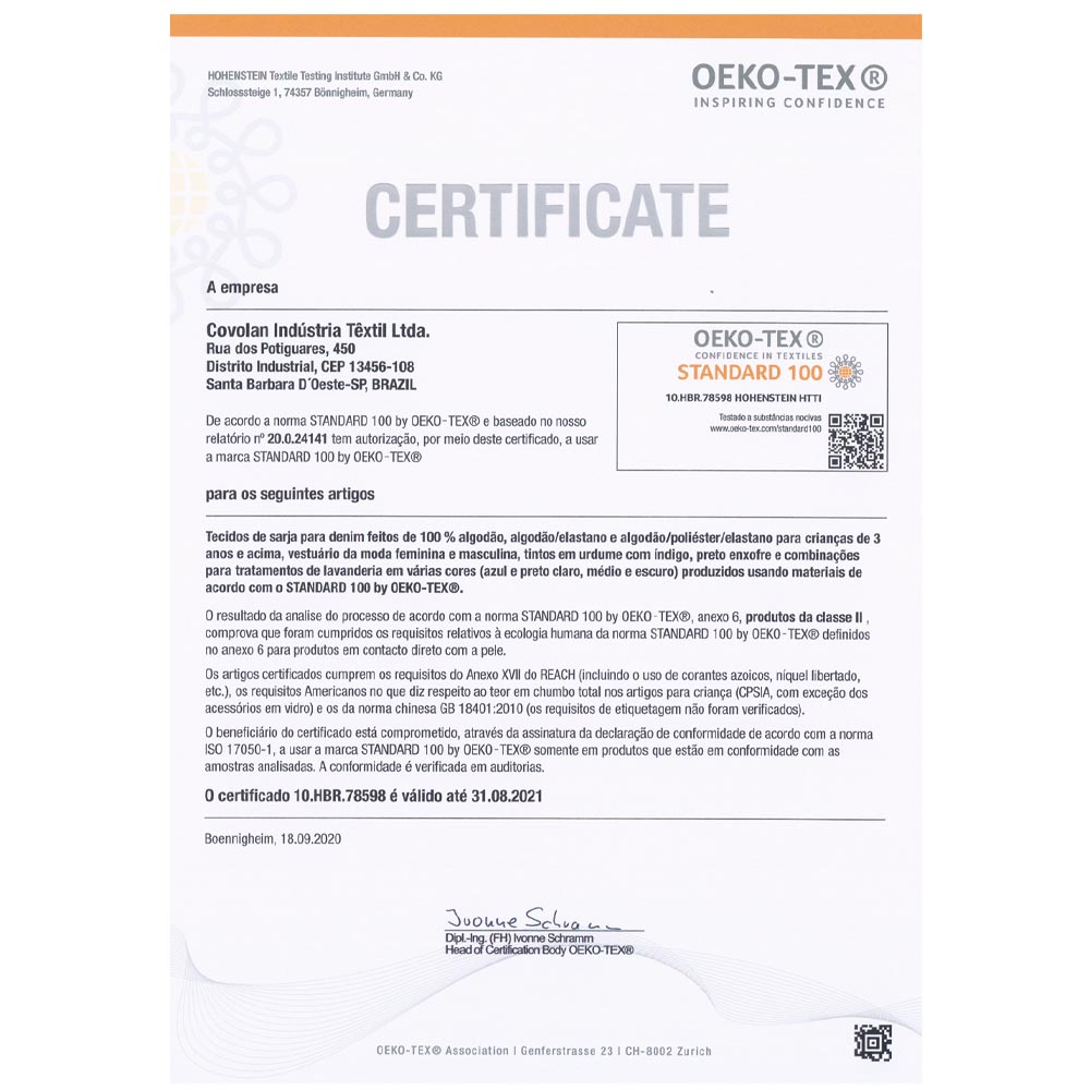 OEKO-TEX® Standard 100 – Covolan